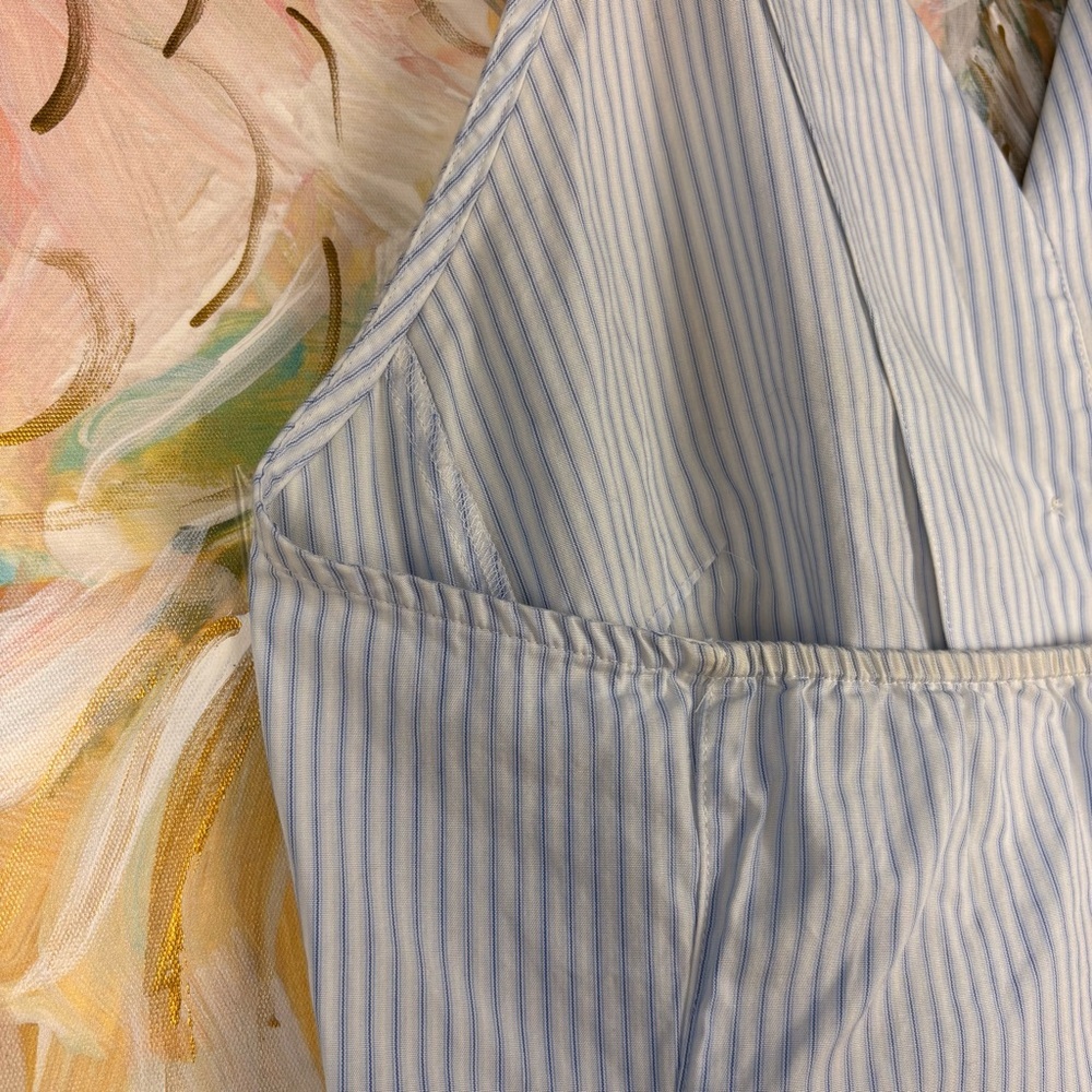 Banana Republic M Blue White Striped Halter Button Front Cotton Top - Picture 7 of 7